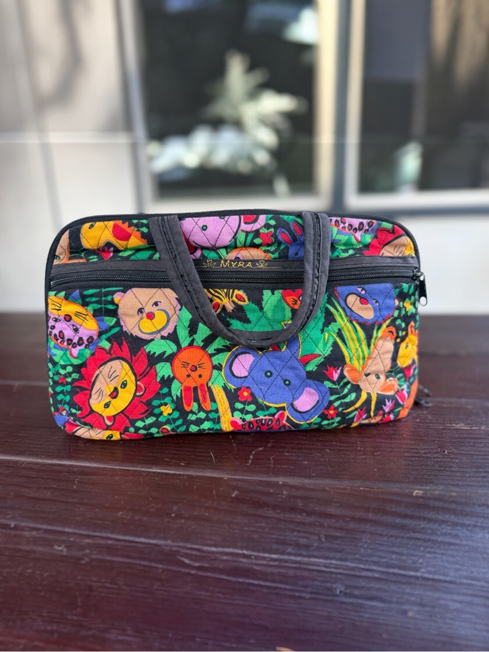 Myra Quilted Animal Print Cosmetic or Art Bag